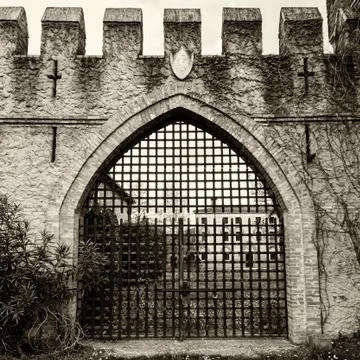 Gate of an old medieval castle. Stock Photos