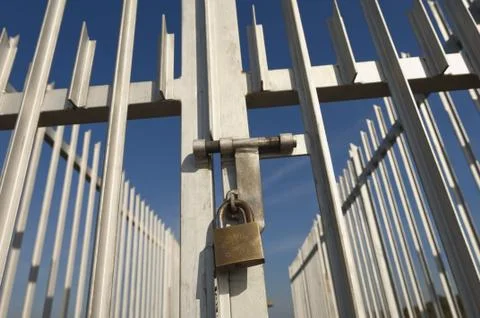 Gate padlocked Stock Photos