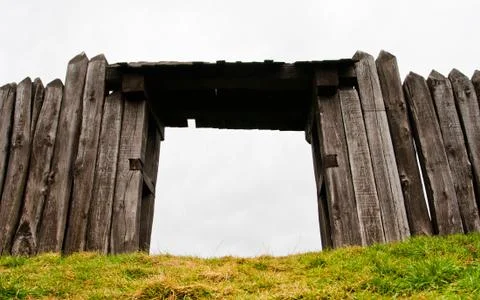 Gate in the palisade Stock Photos