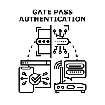 Gate pass authentication data access security concept 스톡 일러스트