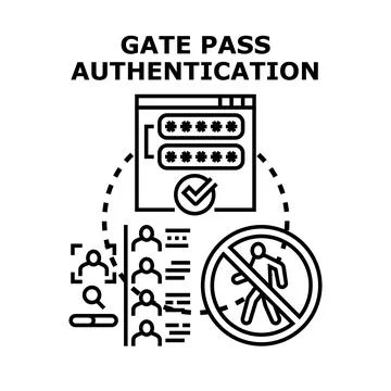 Gate pass authentication system verifying access credentials Ilustração Stock
