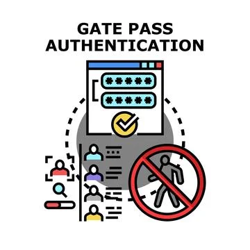 Gate pass authentication system verifying access credentials Ilustração Stock