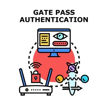 Gate pass authentication verifying digital security access 스톡 일러스트