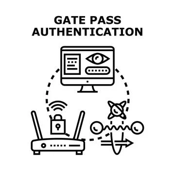 Gate pass authentication verifying digital security access Ilustração Stock