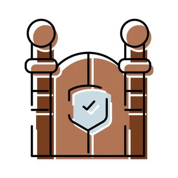 Gate with security shield checkmark protection concept Stock Illustration