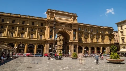 Gate at Square of Republic Piazza della Repubblica in Florence Stock Footage 116362384