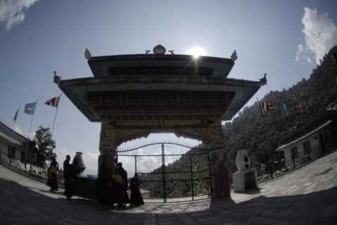 The gate to the temple. Nepal, Time Lapse Video stock 51492313
