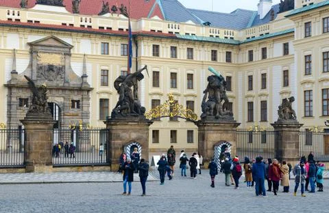 Gate of Titans and gate of Mathias, Prague Castle, Prague, Czech Republic Stock Photos