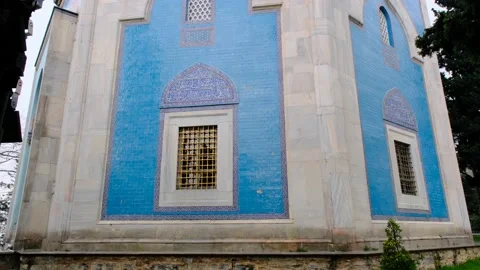 Gate of the tombe behind trees and stairs Stock Footage 152914350