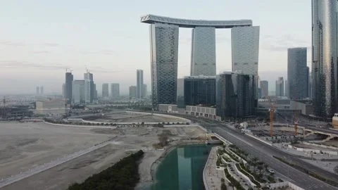 Gate Tower - Abu Dhabi. Aerial footage, HD Stock Footage 143587170