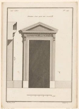 Gate with triangular frontone; Elevation d une porte avec son profil; Gate... Foto stock