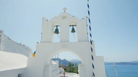 Gate with two bells,  Santorini, Greece Stock Footage 220231107