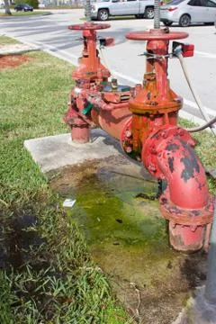 Gate valve leaking water Stock Photos