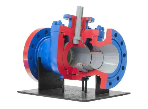 Gate valve in section isolated on white background. Manual valve. Prepared La Foto stock