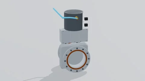 Gate valve vacuum 3d loop white background 3D animation seamless loop Video stock 341851886