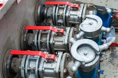 The gate valves at the fuel station. Stock Photos