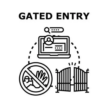 Gated entry concept for access control and security Stock Illustration