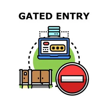 Gated entry providing web access and security control Stock Illustration