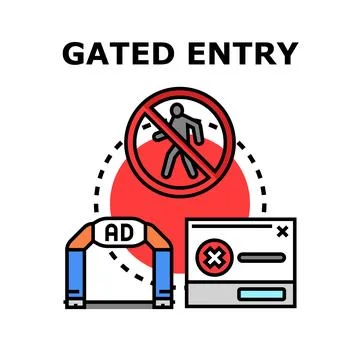 Gated entry restricting access to online content Stock Illustration