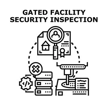 Gated facility security inspection concept illustration Illustrazione stock