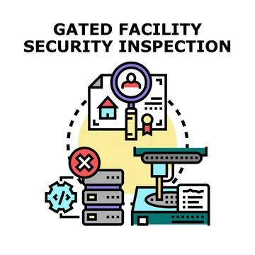 Gated facility security inspection concept illustration Stock Illustration