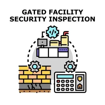 Gated facility security inspection icon vector concept イラスト素材