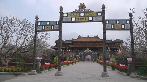 Gates and monastery in Ho Chi Minh City, North Vietnam Stock Footage 52966046