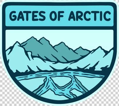 GATES OF ARCTIC NATIONAL PARK BADGE LOGO DESIGN VECTOR ILLUSTRATION Stock Illustration