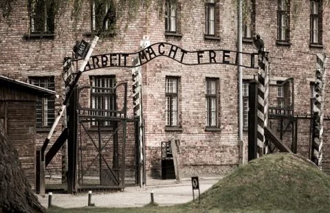 Gates to Auschwitz Stock Photos