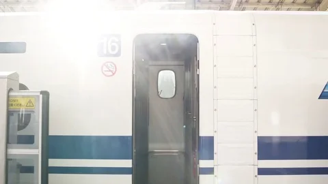 Gates of the bullet train being closed Stock Footage 79405495