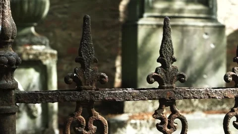 Gates cemetery long pan neutral Stock Footage 342790246