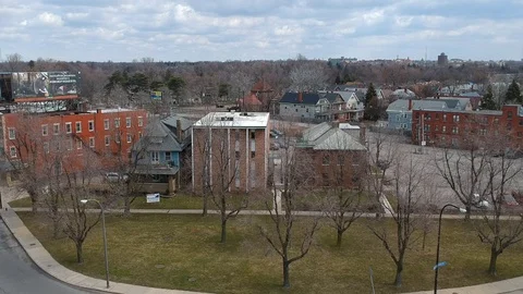 Gates Circle Aerial Stock Footage 88330539