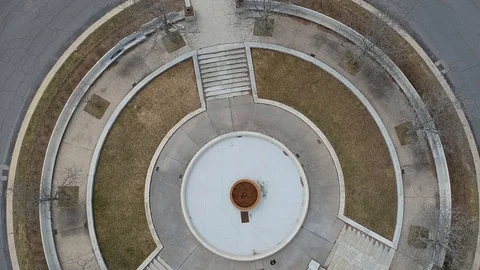 Gates Circle Fountain Reverse Stock Footage 88330544