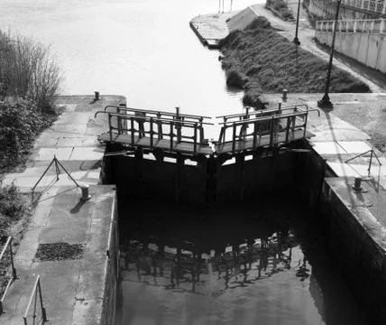 Gates to control the channel BW Stock Photos