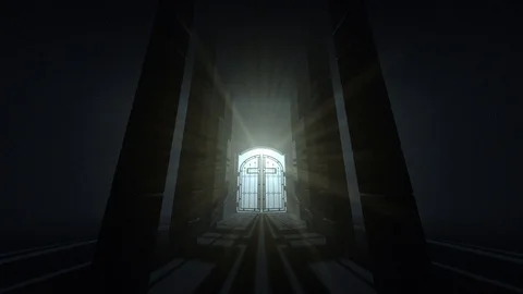 Gates With A Cross Open And Columns Stock Footage 97897394