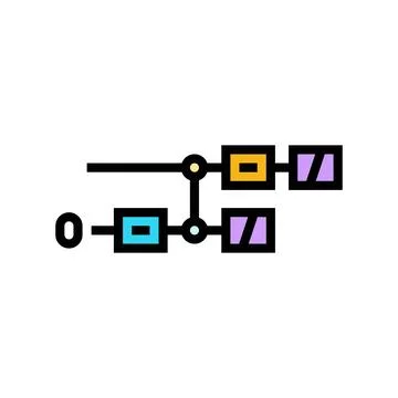 Gates diagram quantum computer color icon vector illustration Illustrazione stock