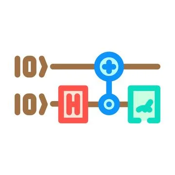 Gates diagram quantum computer color icon vector illustration Illustrazione stock