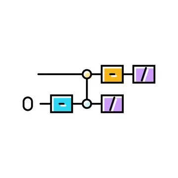 Gates diagram quantum computer color icon vector illustration Stockillustratie
