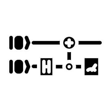 Gates diagram quantum computer glyph icon vector illustration イラスト素材