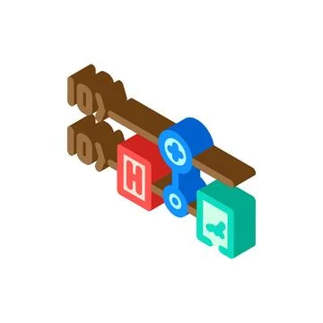 Gates diagram quantum computer isometric icon vector illustration Stock Illustration