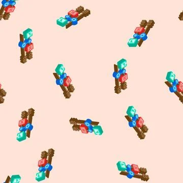 Gates diagram quantum computer isometric icon seamless pattern Stock Illustration