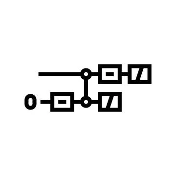 Gates diagram quantum computer line icon vector illustration Stock-Illustration
