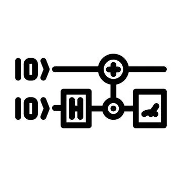 Gates diagram quantum computer line icon vector illustration Stock-Illustration