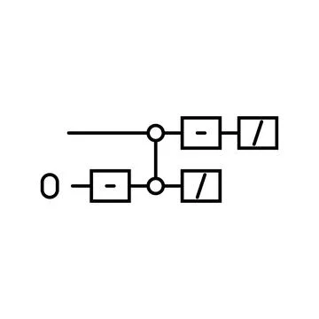 Gates diagram quantum computer line icon vector illustration Stock Illustration