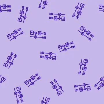 Gates diagram quantum computer line vector seamless pattern イラスト素材