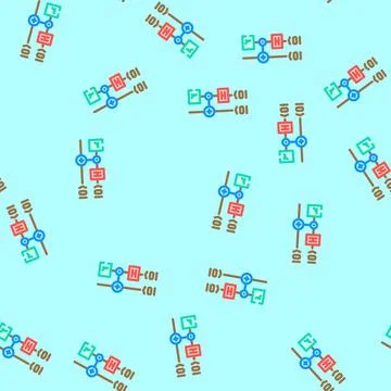 Gates diagram quantum computer vector seamless pattern 스톡 일러스트