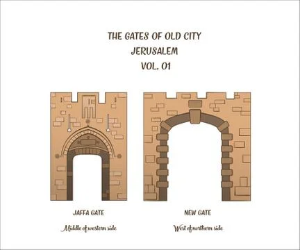 Gates of Jerusalem, Jaffa Gate, New Gate Stock Illustration