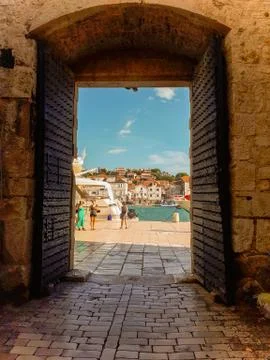 Gates in the old town of Trogir in Croatia Stock Photos