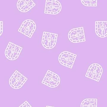 Gates to treasure line vector seamless pattern 스톡 일러스트