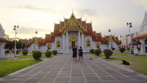 Gates To Wat Benchamabophit - Marble Temple in Bangkok Stock Footage 101454833